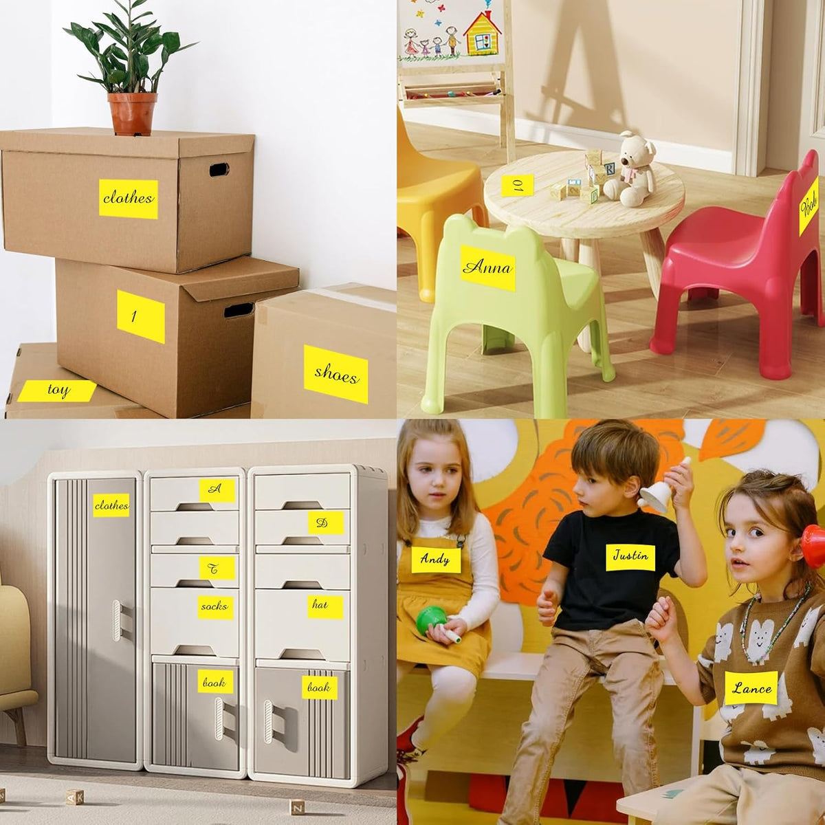 STARLIBOO 3"X5" Rectangle Color Coding Labels, Removable Square Label Inventory Stickers, Permanent Warehouse Moving Box Square Label (250Labels, Yellow)