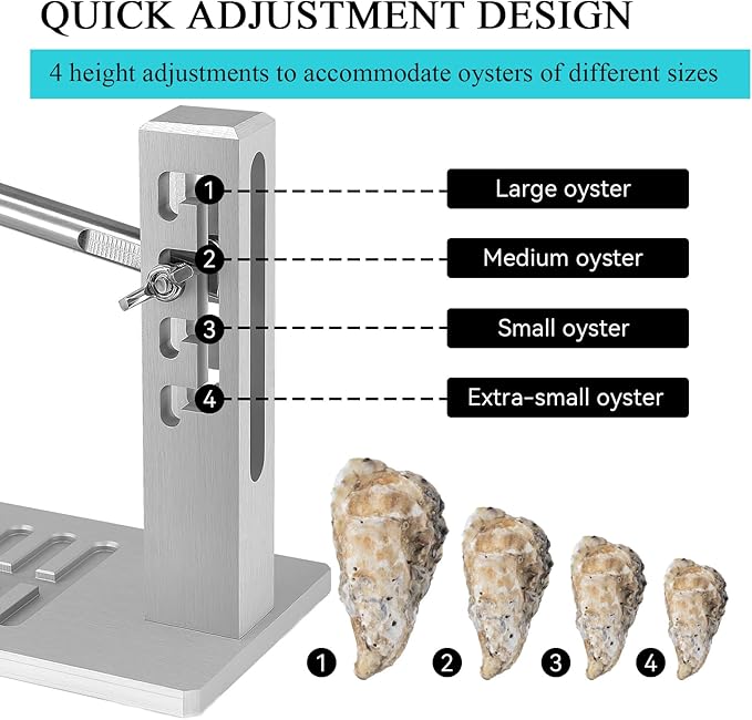 Oyster Shucker Machine Adjustable Oyster Shucker Tool Oyster Clam Opener Machine Including Knifes, Glove and G-Clip, Seafood Tools Set for Hotel Family Barbecue Buffet