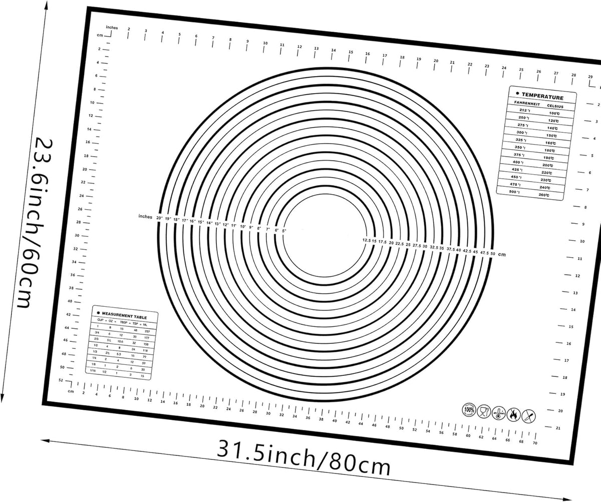 32x24" Extra Large Dough Mat Silicone Baking Mats for Rolling Pastry,Kneading Sourdough Bread Baking Supplies Black