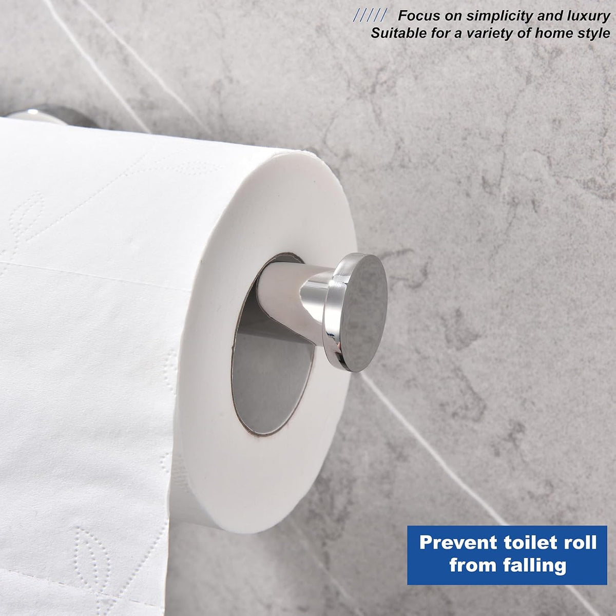 TASTOS Polished Chrome Toilet Paper Holder SUS304 Stainless Steel, Modern Round Tissue Roll Holders Wall Mount, Toilet Paper Roll Dispenser Bathroom 5 inch TP Holder for Kitchen Washroom