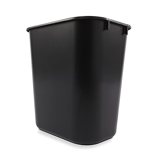 Rubbermaid Commercial Products Deskside Wastebasket/Trash Can, 3.25-Gallon/13-Quart, Black, Plastic, for Bedroom/Bathroom/Office, Fits Under Desk/Sink/Cabinet, Pack of 12
