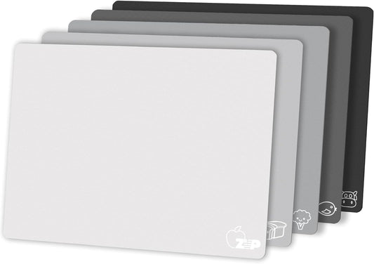 ZVP Flexible Plastic Cutting Board Set of 5 Gradient Color, Colorful Chopping Boards, BPA Free Mats, Non-Slip, Dishwasher Safe, 15x12 Inch, Gray Neutral Colors