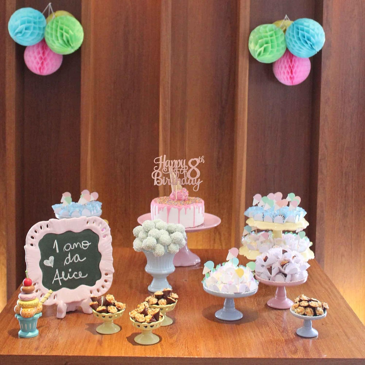1 PCS Happy 8th Birthday Cake Topper Glitter Cheers to 8 Years Cake Pick Number 8 Fabulous Cake Decoration for 8th Birthday Party Decorations Supplies Rose Gold