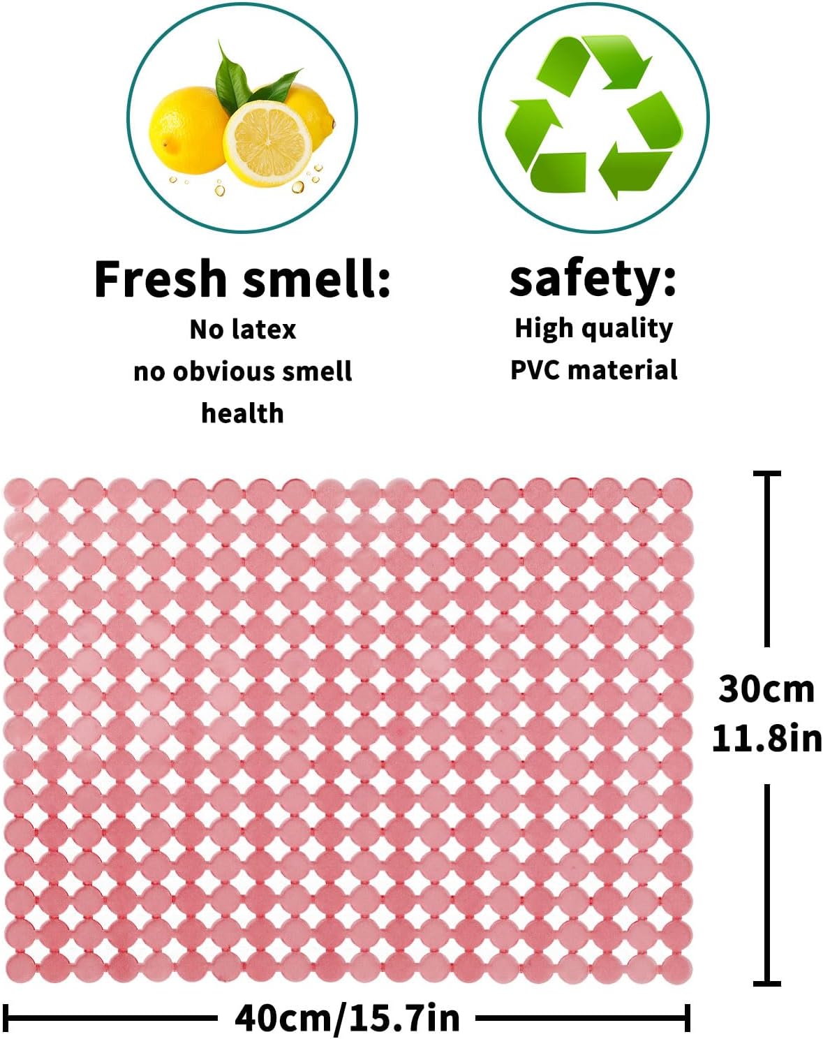 Qulable 2Pack Kitchen Sink Mat for Stainless Steel/Ceramic Sinks, PVC Eco-friendly Protectors for Bottom of Kitchen Sink, Adjustable, Fast Draining, Dots Design, 11.8x15.7 (Pink)