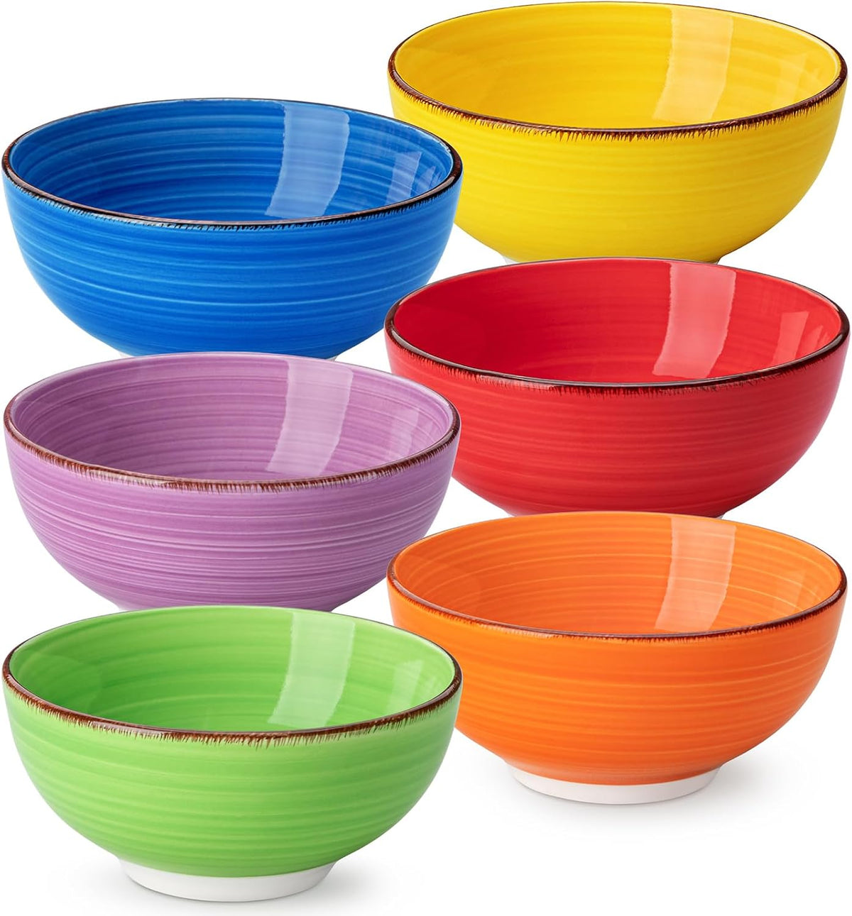 vancasso Bonita 12 Oz Small Bowls Set of 6, Ceramic Mini Dessert & Dipping Dishes, 5" Kids Bowls for Dip and Snacks, Microwave Safe Multicolor