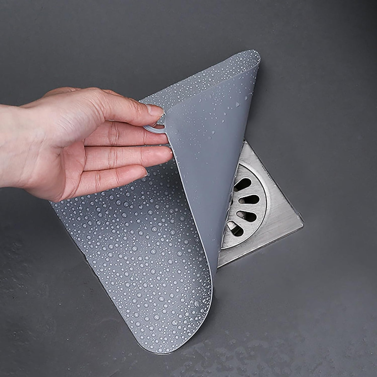 2 Pieces 6 x 6 Inch Silicone Tub Stopper Floor Drain Cover Sewer Anti-Odor Mat Deodorizing Drain Plugs for Kitchen,Bathroom and Laundry (Grey)