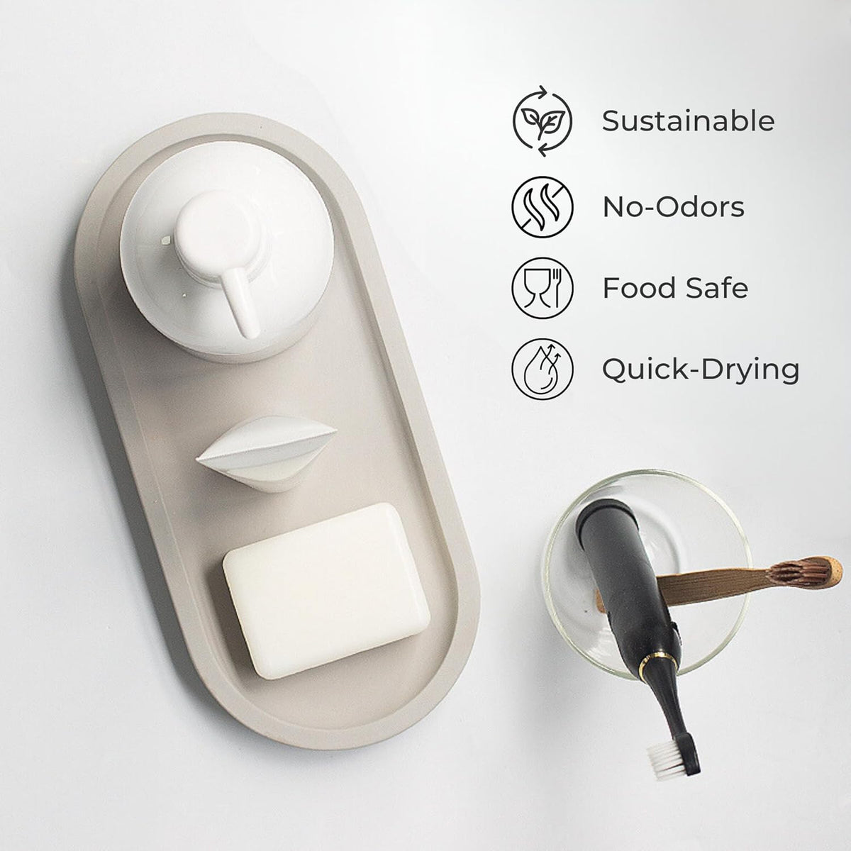 Selegna Diatomaceous Earth Stone Sink Tray - Quick Drying, Reversible Tray for Kitchen & Bathroom Countertop Organizer, Use as Bottle Drying Rack, Sink Caddy, Vanity Organizer, Sponge Holder