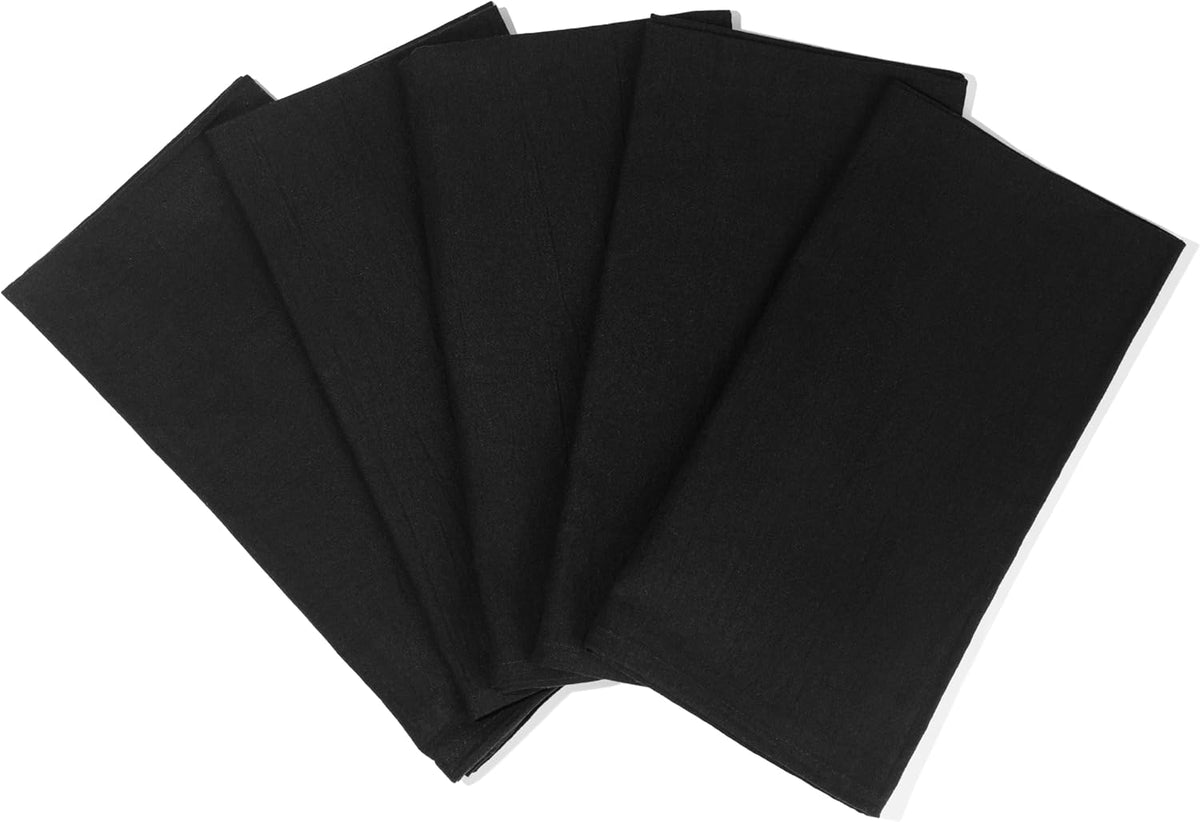 Black Flour Sack Tea Towels - 100% Cotton, 27"x27", 5 Pack, Highly Absorbent Dish Towels - Versatile Use for Baking - Customize with Embroidery, Printing or Sublimation