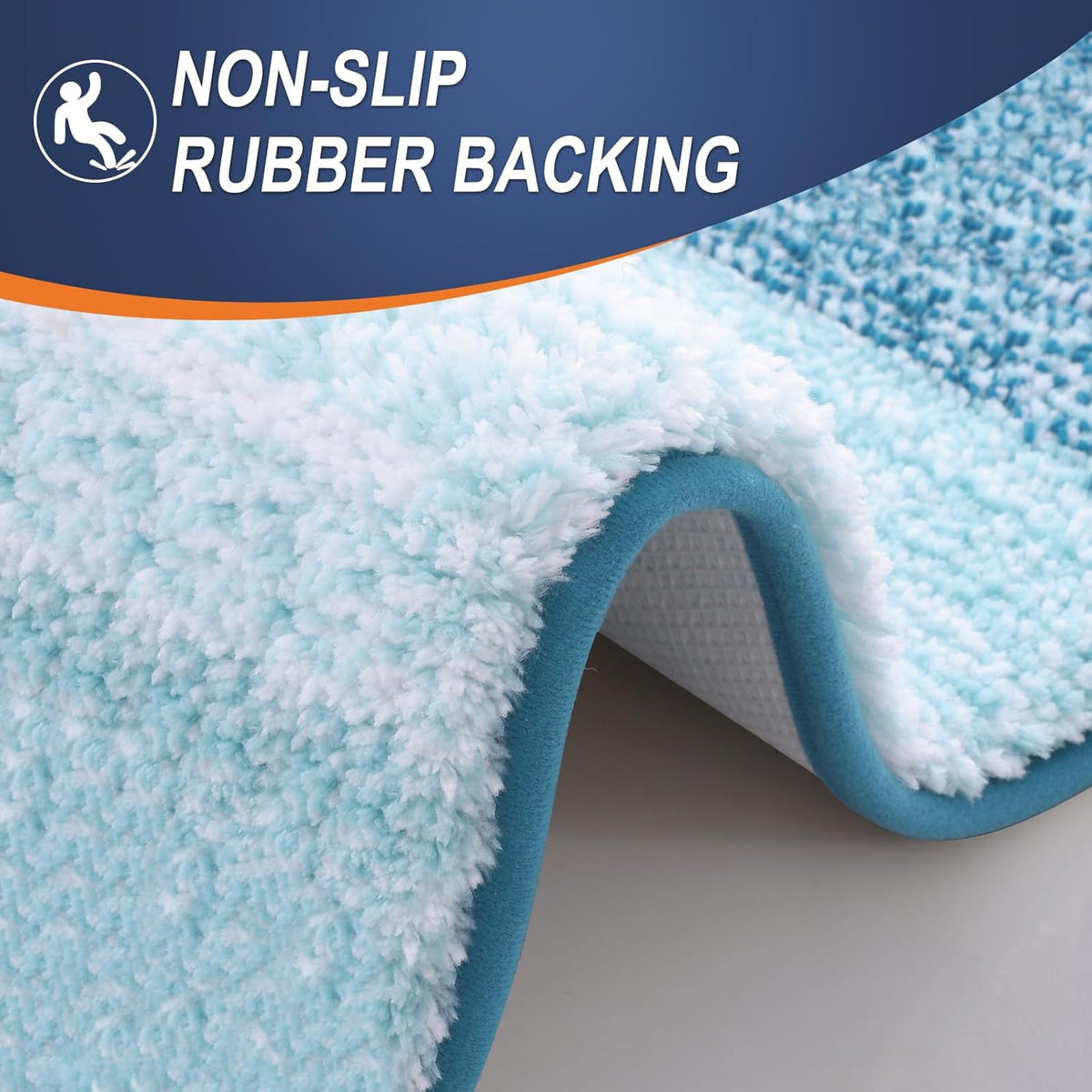 OLANLY Bathroom Rug Mat 36x24, Extra Soft and Absorbent Microfiber Bath Rugs, Non-Slip Plush Shaggy Bath Carpet, Machine Wash Dry, Bath Mats for Bathroom Floor, Tub and Shower, Peacock Blue