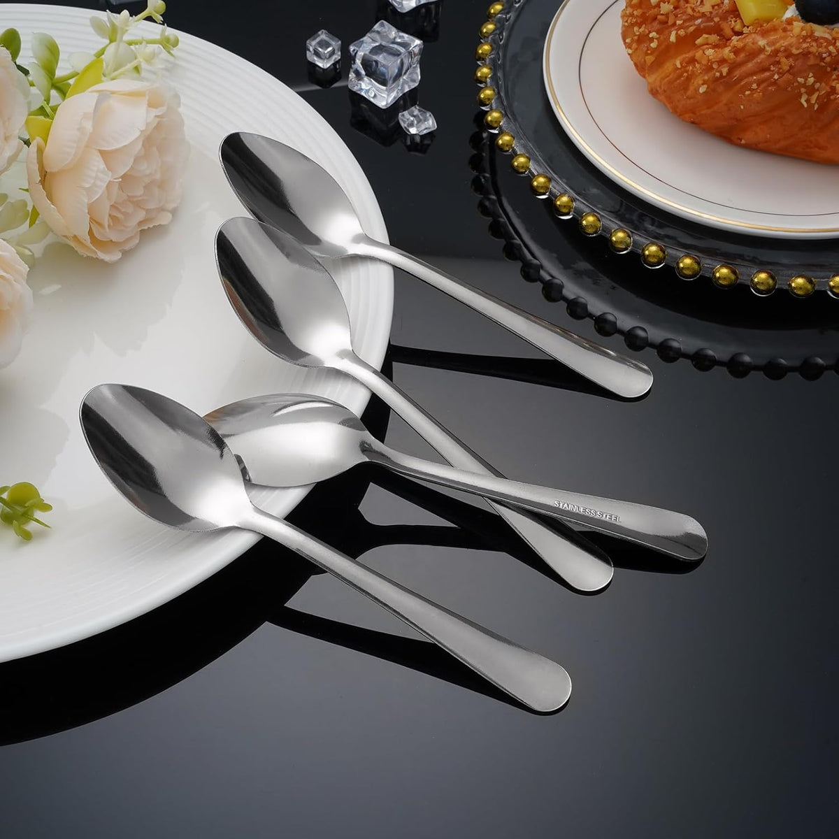 36 PCS Dinner Spoons Set - Windsor Stainless Steel Dinner Spoon 7.1 Inch with Dishwasher Safe Dessert Spoons,Metal Dessert Spoon, Silverware for Home,Kitchen or Restaurant