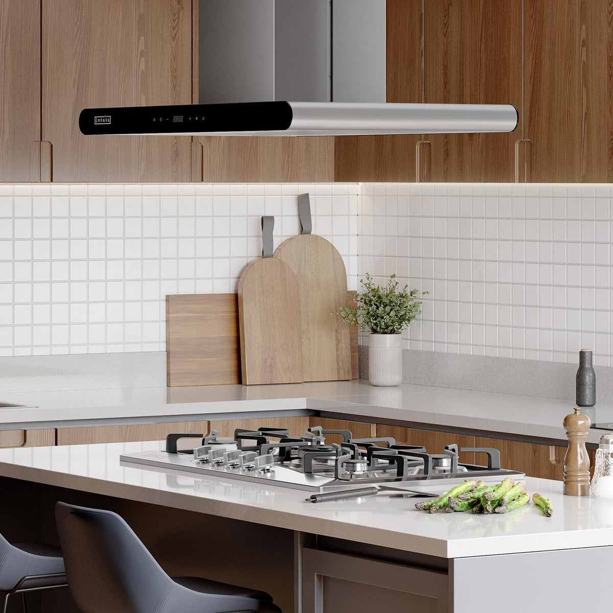 Empava 30" Gas Cooktop with 5 Italy Sabaf Sealed Burners, NG/LPG Convertible, Stainless Steel in Black Model 2020