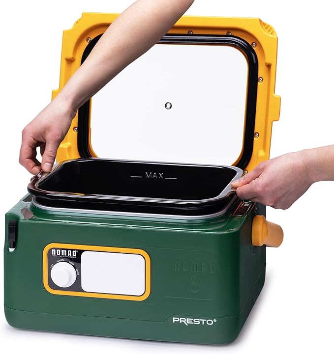 Presto 06019 8-Quart Nomad Traveling Slow Cooker, Locking Lid, Dry Erase Board, Green/Gold