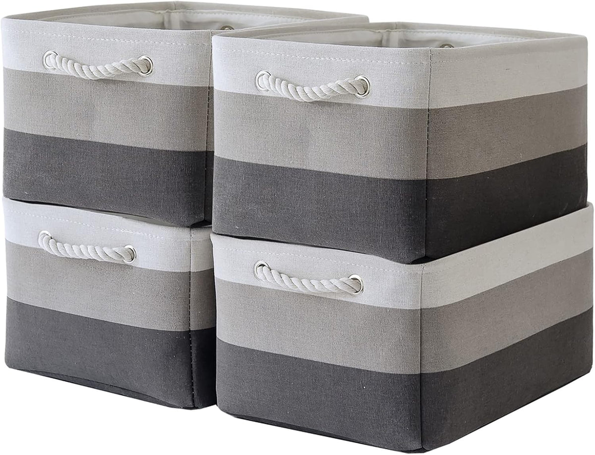 Storage Basket Fabric Sturdy Canvas Storage Bins Organizer with Handles for Clothes and Toy Storage Foldable Storage Boxes Cubes