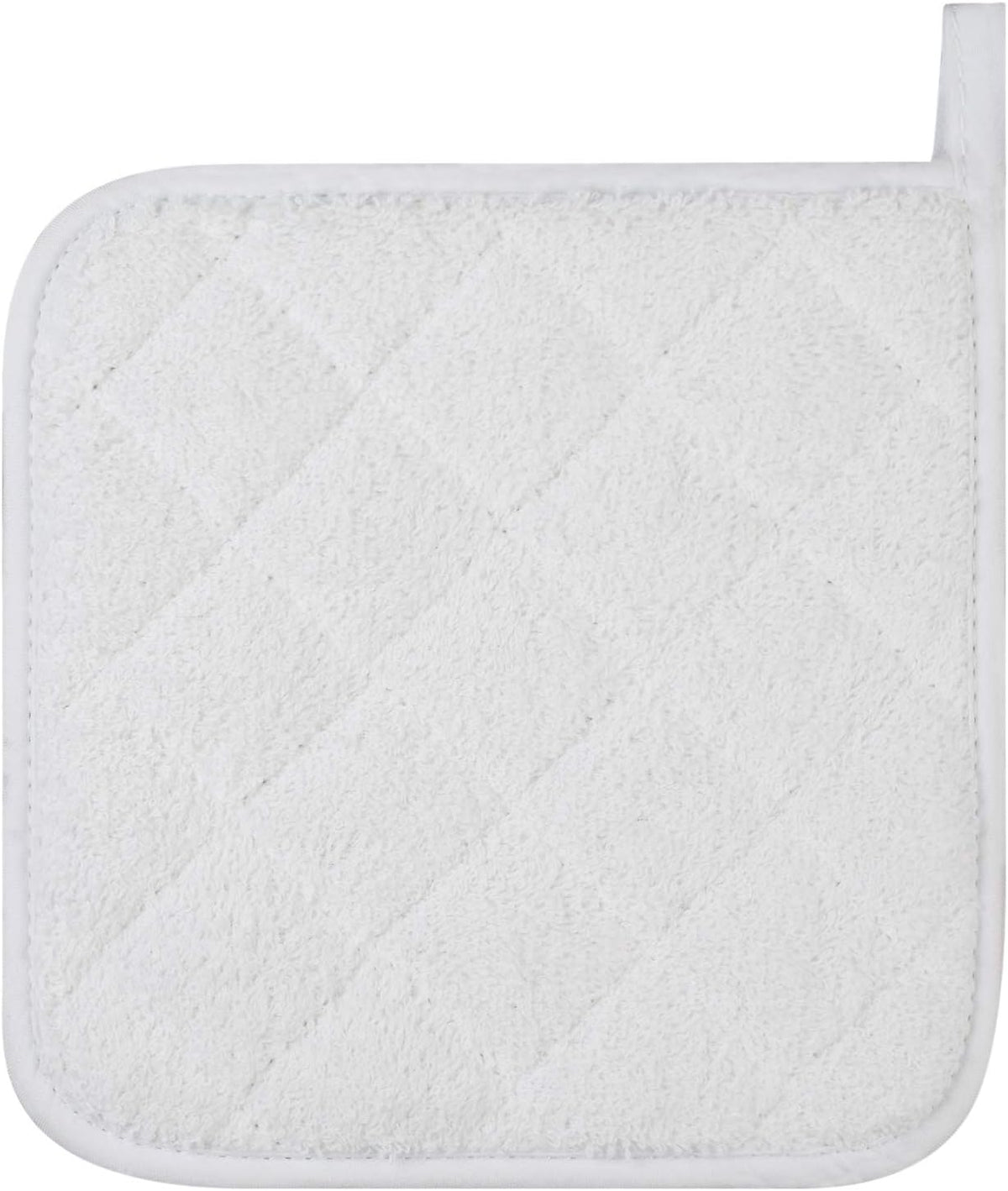 100% Cotton Kitchen Everyday Basic Terry Pot Holder Heat Resistant Coaster Potholder for Cooking and Baking Set of 5 White