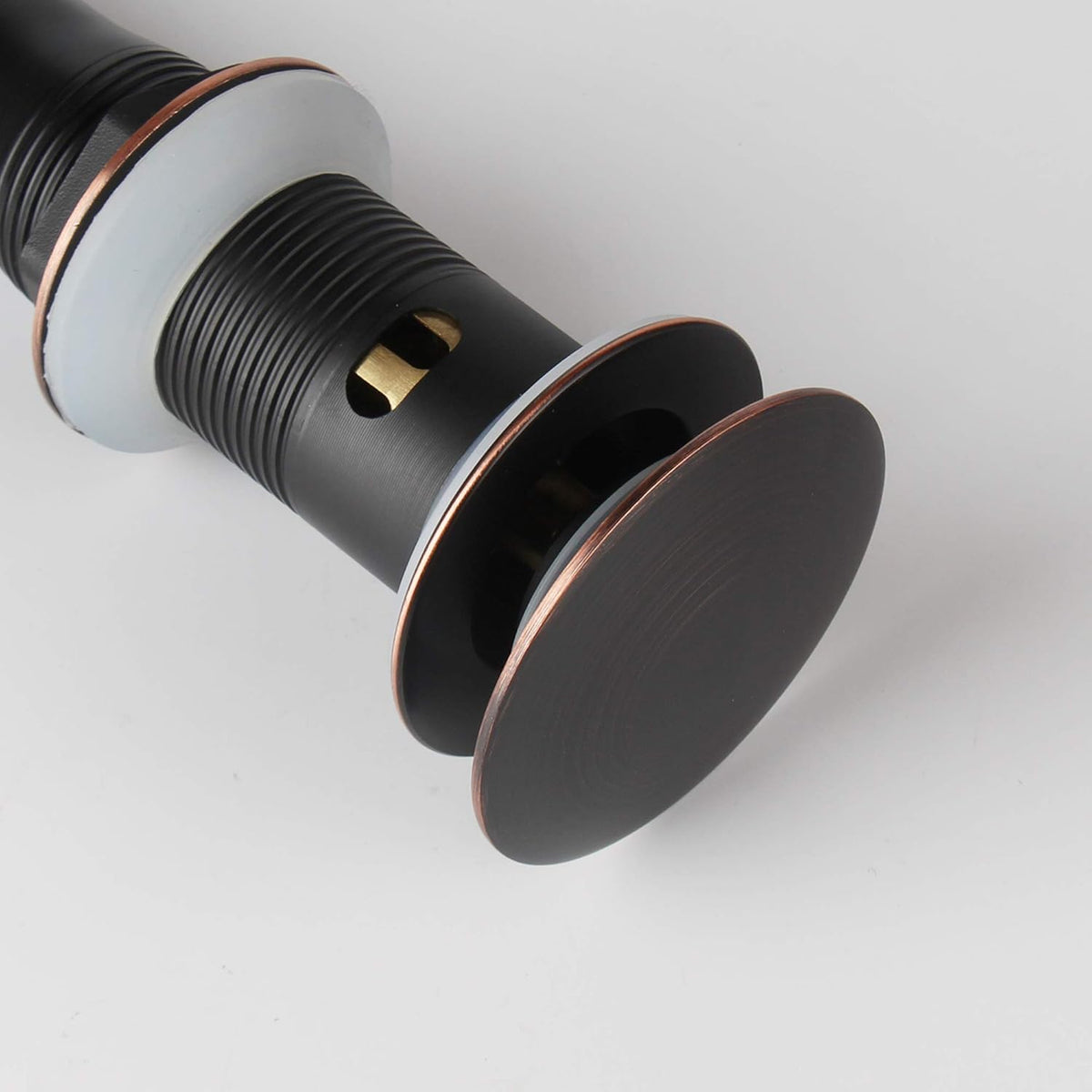Oil Rubbed Bronze Pop Up Sink Drain, Vanity Bathroom Vessel Lavatory Faucet Detachable Basket Drain Stopper, ORB with Overflow