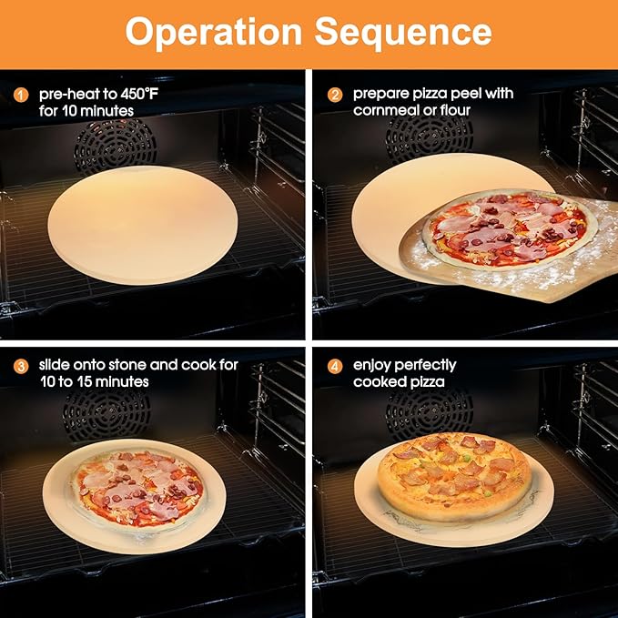 Small 10 inch Round Pizza Stone,for RV Camper Oven,Round baking stone Grill,Can make pizza, bread, pies,BBQ, Durable and Safe, Give away Plastic Scraper