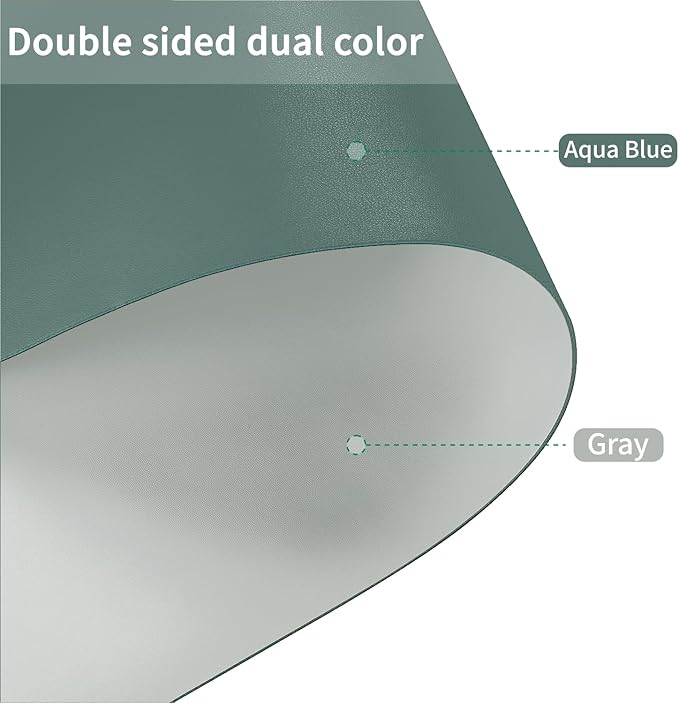 Leather Table Cover,1.8mm Thick,24x60 Inch Desk Cover,Large Desk Mat,Table Protector,Table Cover Protector,Desk Protector,Table Pad,(Aqua Blue+Gray,24x60)