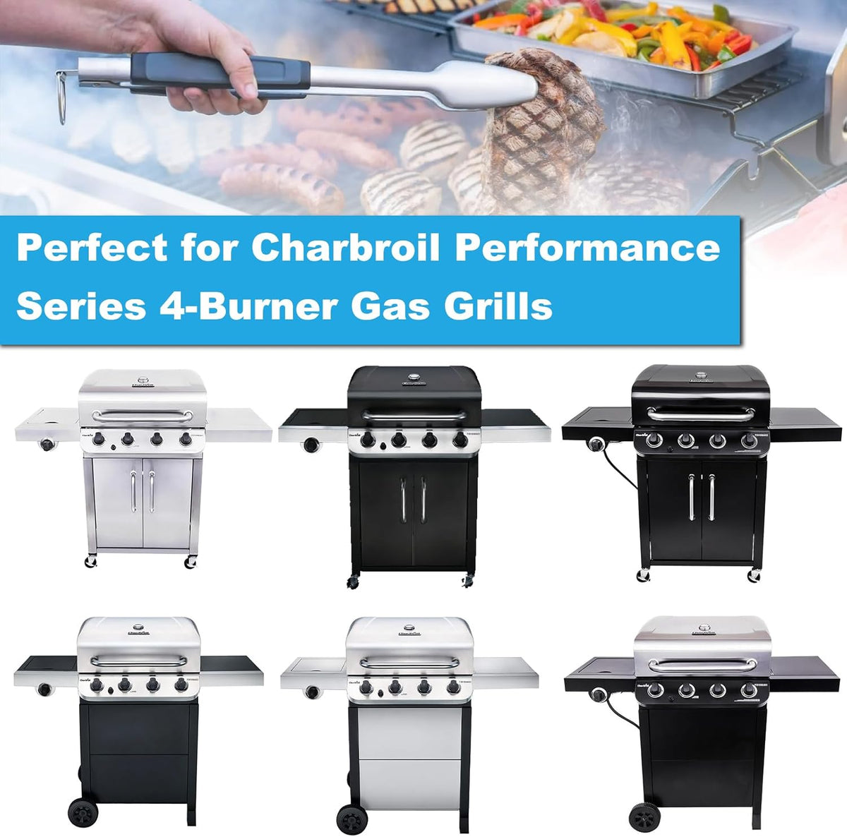 Full Size Griddle for Charbroil Performance 4 Burner, Flat Top Griddle for Charbroil Grill 463347017 463377017 463376018P2 463376117 463377117, Replacement Parts for G470-0002-W2 G470-0003-W1