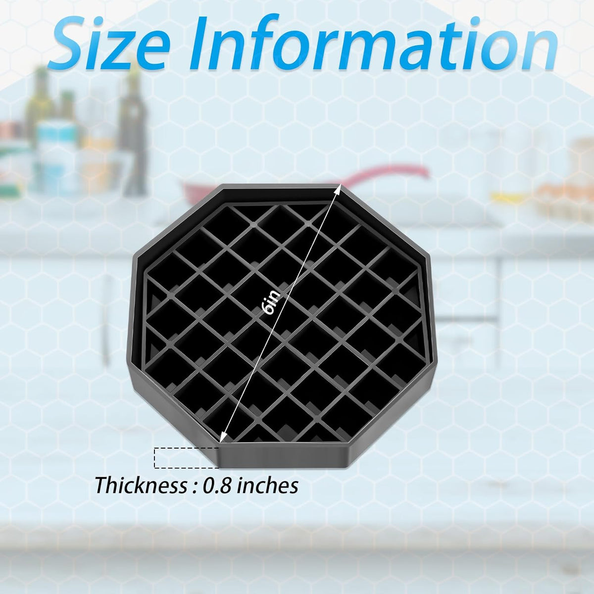 Suclain 8 Pcs 6 Inch Coffee Drip Tray Black Plastic Octagon Coffee Countertop Drip Coaster with Honeycomb Grid for Drink Tea Wine Beverage Dispenser