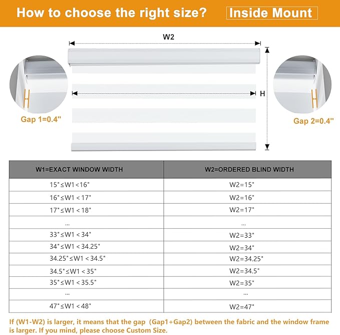 Persilux Window Shade, Cordless Blinds & Shades (41" W x 72" H, White), Light Filtering Roller Shade, Polyester, Safety Design, Room Darkening