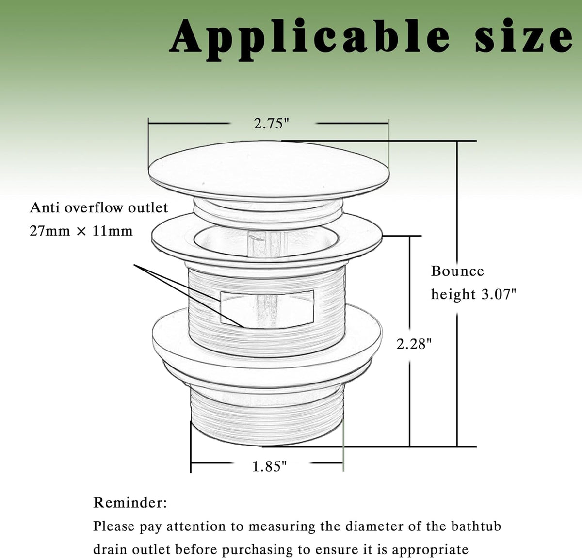 Fits Freestanding Tub Drains with Removable Pop-Up Freestanding Tub Drain Stopper, Compatible with Freestanding Tub Drain Rough-in Kit (Also Comes with a Replacement Pop-Up Bolt) (Chrome)