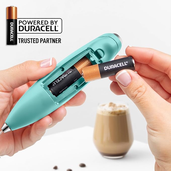 Zulay Kitchen Whisk Milk Frother with 4 Duracell Batteries - Powerful Handheld Foam Maker for Coffee, Lattes, Matcha, Hot Chocolate & Cappuccinos - Whip Creamy Froth in Seconds