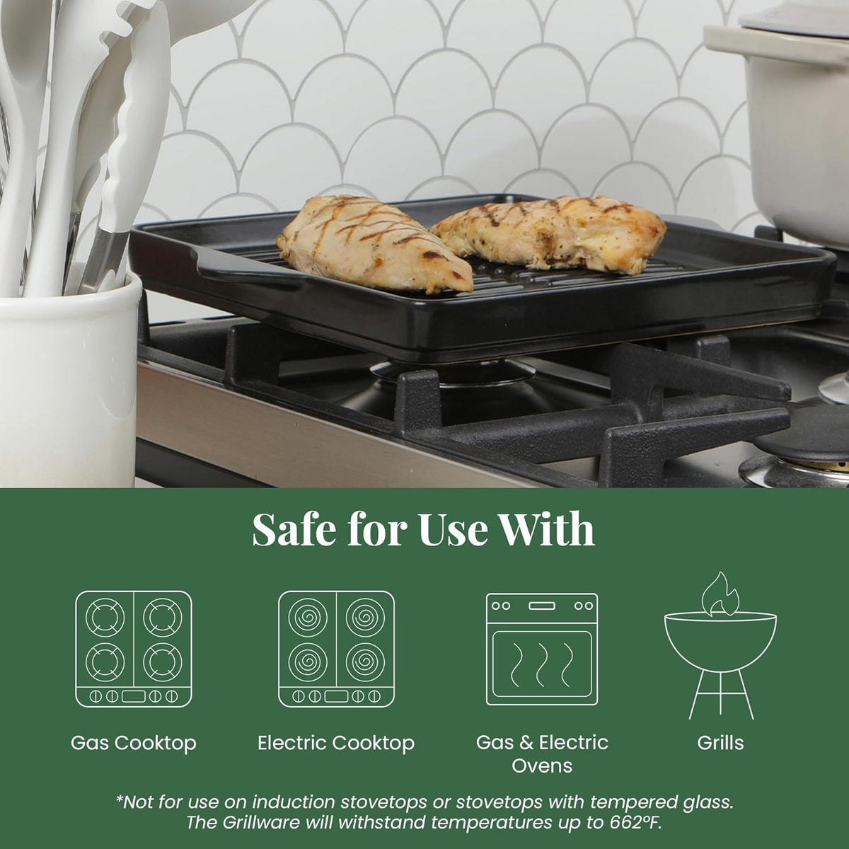 Larder & Vine Indoor/Outdoor Ceramic Stoneware Grill Pan Handmade in Italy