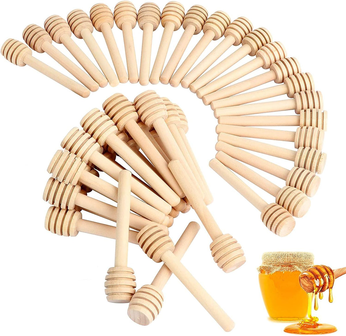 101 PCS Honey Sticks Dipper, 3 Inch Mini Wooden Honeycomb Sticks, Small Honey Stirrer Stick, Honey Sticks for Honey Jar Dispense Drizzle Honey and Wedding Party Favors Gift