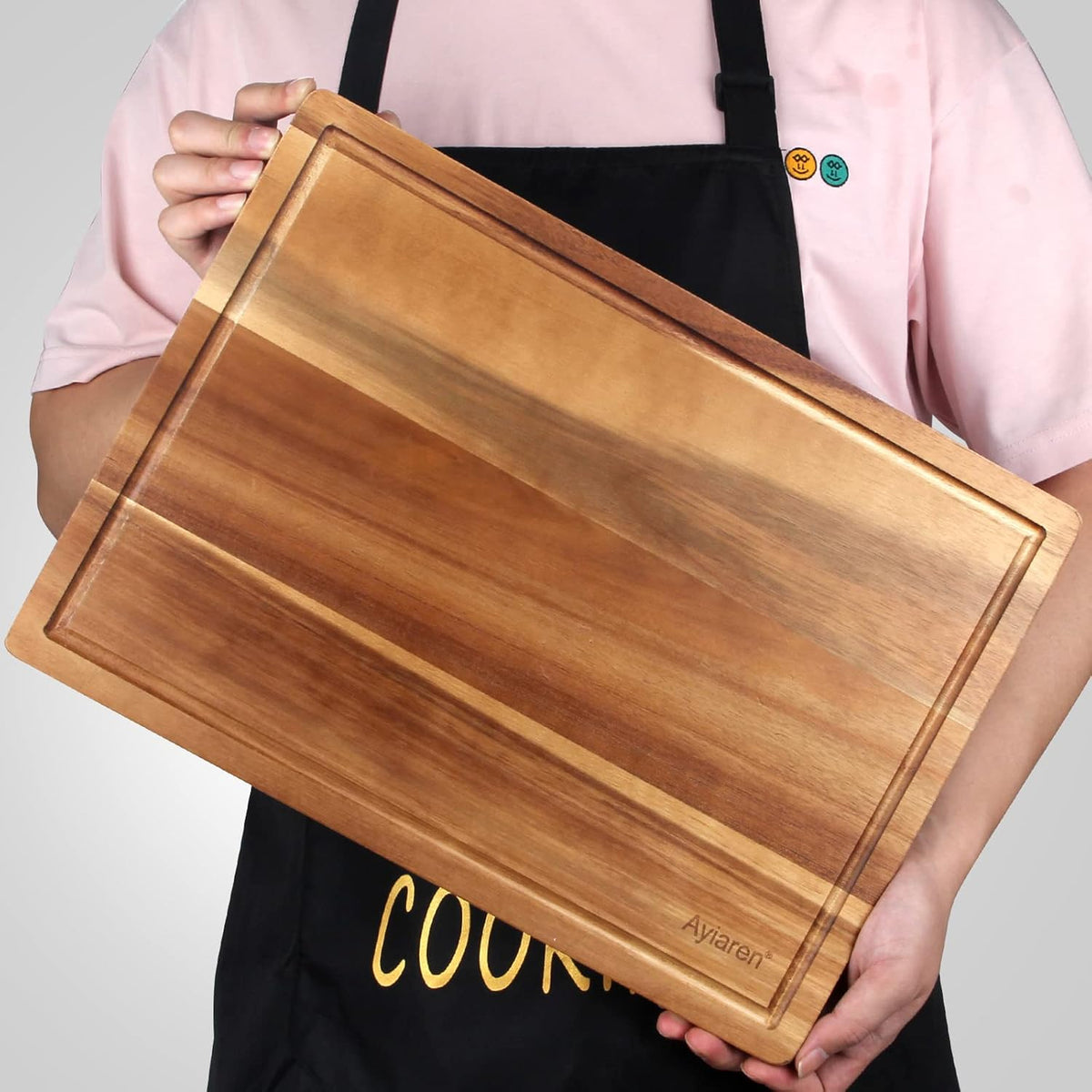 Solid Acacia Wood Cutting Boards for Kitchen Decor Wooden Charcuterie Board Meat Cheese Boards Butcher Block Pizza Bread Serving Board Hardwood Chopping Board Non Toxic Teak Small Cutting Boards