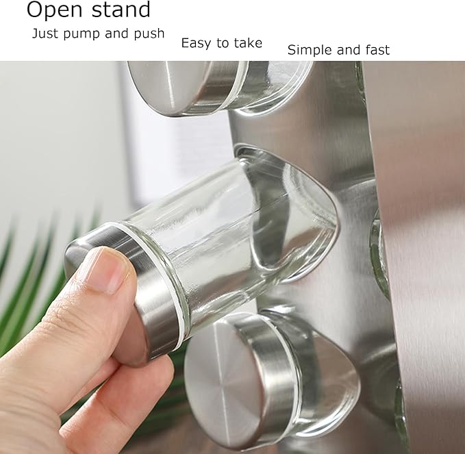 Spice Rack, Spice Rack Organizers for Countertop, Rotating Countertop Spice Rack, Revolving Spice Rack for Kitchen, Kitchen Gadgets, Organizer Rack with Spice Jars (Silver, RoundHead_20Jars)
