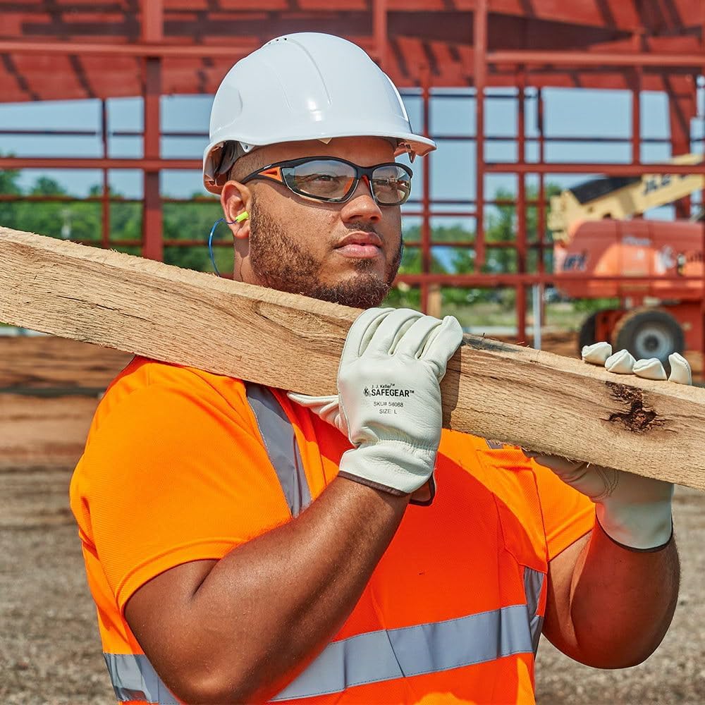 J. J. Keller & Associates, Inc. SAFEGEAR Cowhide Leather Work Gloves with Keystone Thumb