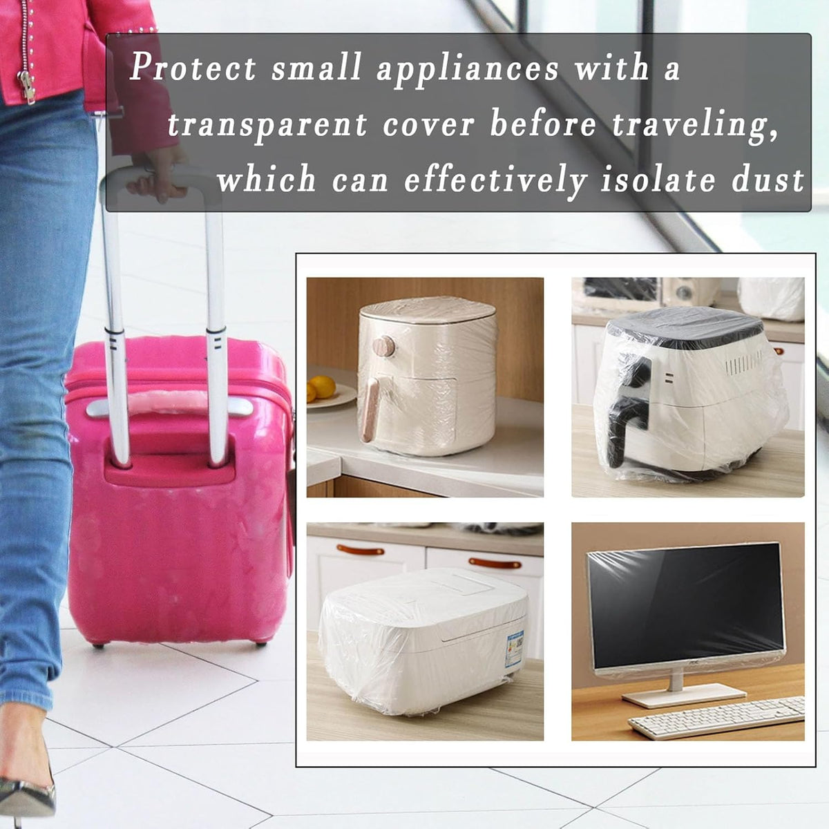 STAYWILD 30 PCS Kitchen Small Appliance Dust Covers,Disposable Thickened Plastic Cover for Air Fryer,Blender,Coffee Maker,Pressure Cooker & Slow Cooker