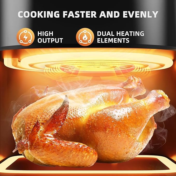 Air Fryer, 6 QT Air Fryers with Glass Touch Screen, Clear Windows, 10-in-1 Stainless Air Fryer Oven with Auto Shut-Off Time & Temperature Control for Roast, Bake, Broil, Keep Warm (BQ1)