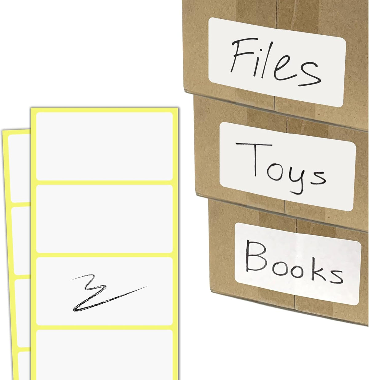 400 Pieces, 4" x 2" - Labels Stickers for Storage Bins, Organizing, Box Labels to Write On - White
