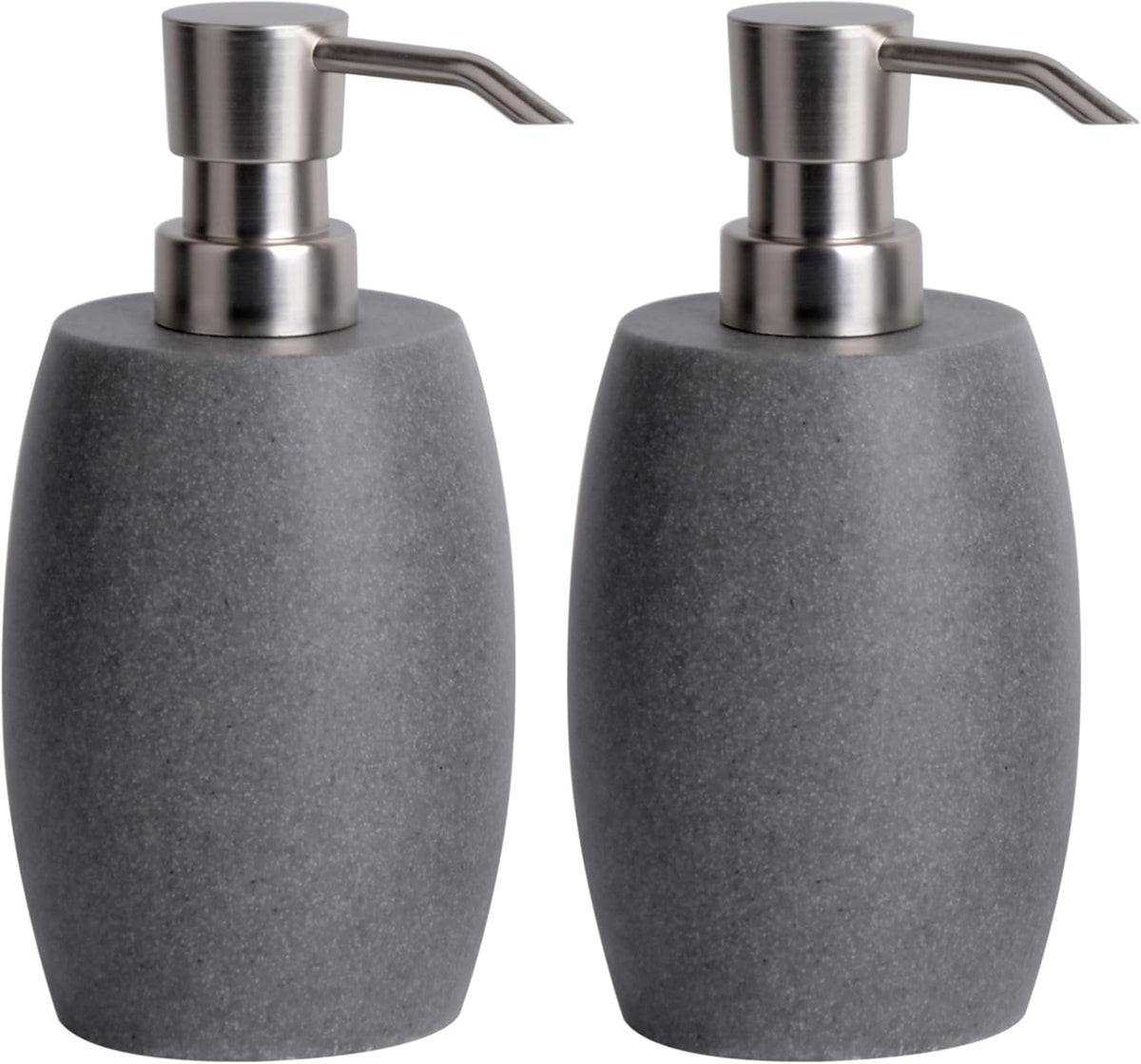 Sandstone Textured Resin Soap Dispenser with Metallic Pump and Waterproof Bottle Labels for Bathroom Kitchen Dish Hand Wash Shower Lotion Shampoo, 12 Oz, 2 Sets Gray