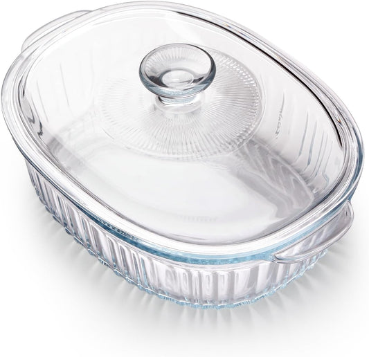 NUTRIUPS 1.9QT Oval Glass Casserole Dish with Glass Lid, Borosilicate Glass,Oval Casserole Dish for Oven, Baking Dish with Lid