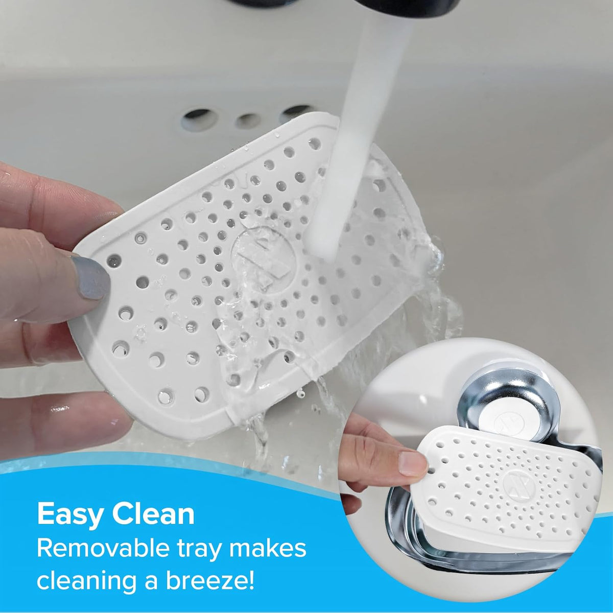 SlipX Solutions Strong Hold Soap Saver, Suction Cup Soap Holder, Must Have Universal Kitchen & Bathroom Shower Accessories (Chrome Finish, Single Tray)