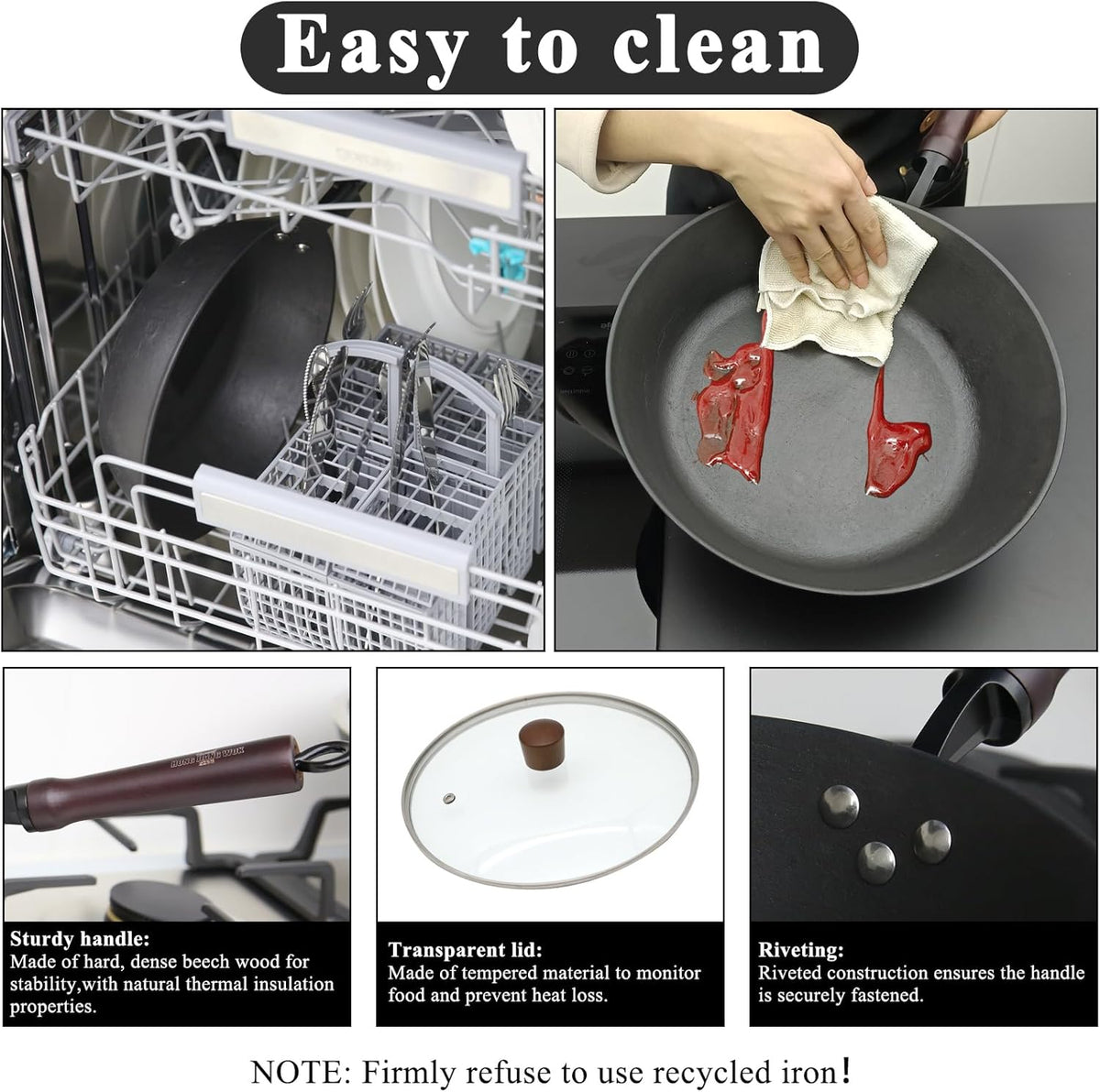 11 Inch ICH Cast Iron Saute Pan with Lid - Handcrafted Clay Mold, Tortoise Shell Texture for Non-Stick, Pre-Seasoned Deep Frying Pan Skillet for All Cooktops & Oven Safe