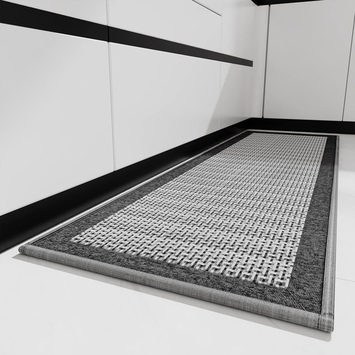 PADOOR Kitchen Mats for Floor, Kitchen Rugs Non Slip Washable, Rubber Backed Kitchen Runner Super Absorbent Kitchen Floor Mat Sink Rug, 20”x47” Grey