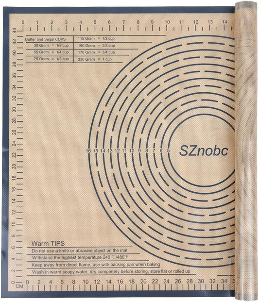 Non-slip Silicone Pastry Mat 28X20 inches Baking Mat with Measurement, Perfect for Dough, Pastry, Pie Crust, Fondant, Cookies, Bread, Pasta, Pizza, Food Grade Kitchen Counter Mats