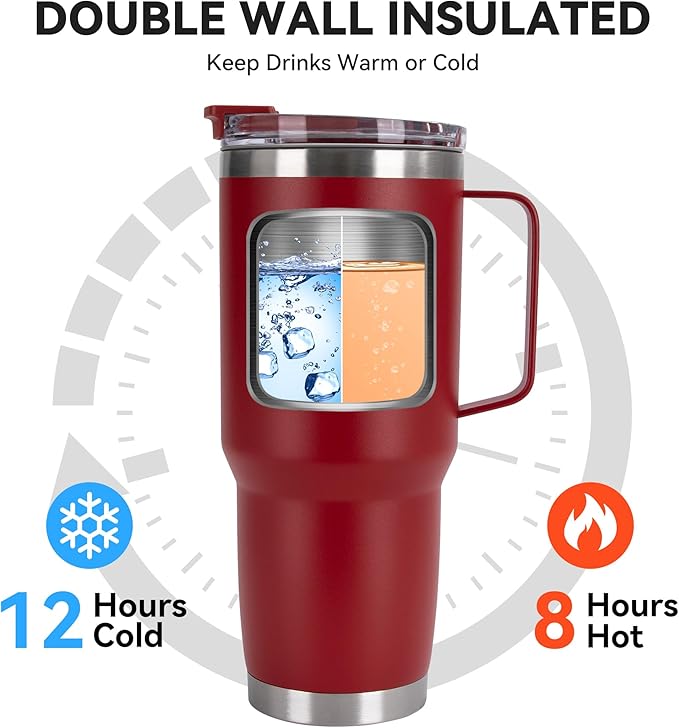 HASLE OUTFITTERS 30oz Tumbler Bulk with Handle, Insulated Travel Coffee Mug Set with Handle Leak-Proof Double Wall Stainless Steel Vacuum Tumblers Pack Metal Cup for Hot and Cold Drink