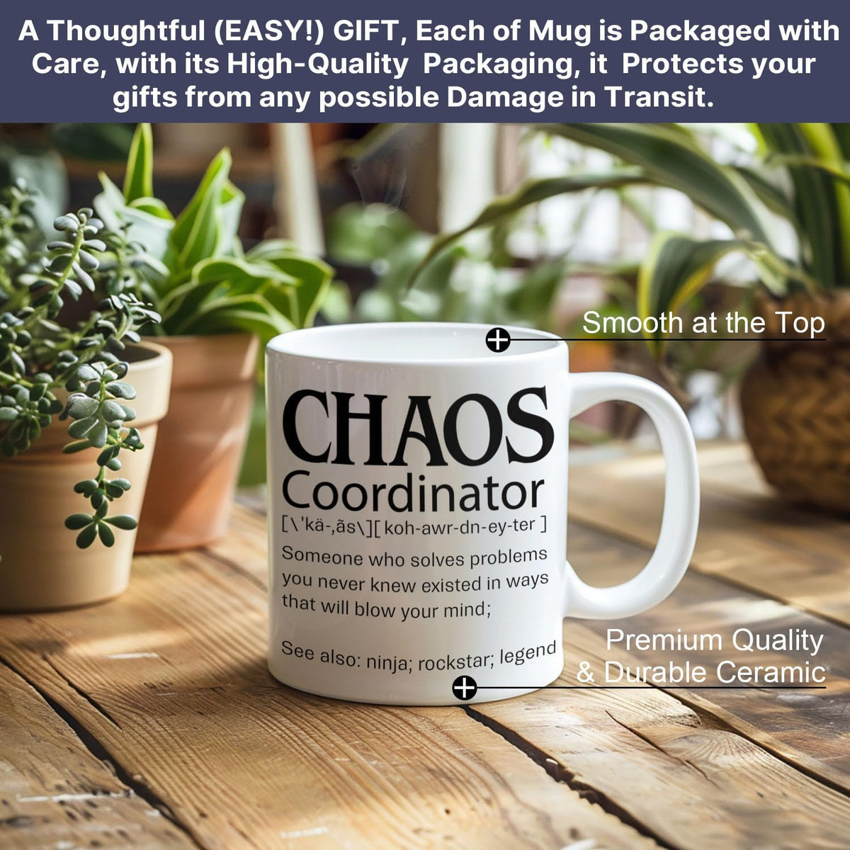 Thank You Gifts for Women, Boss, Coworker, Manager, Office, Teacher, Nurse, Mom - Chaos Coordinator Gifts - Teacher Appreciation Gift - Birthday Boss Lady Gift Ideas - 11 Oz Mug Cup