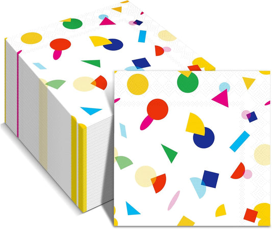 100 Pcs Sprinkles Napkins 2 Ply Disposable Paper Napkins for Baby Shower Birthday Party Theme Table Decor Supplies(White,Rainbow Dot)
