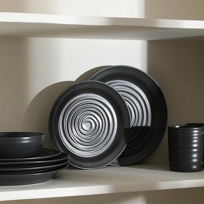 Stone Lain Orbit 4-Piece Dinner Plate Set Stoneware, Charcoal