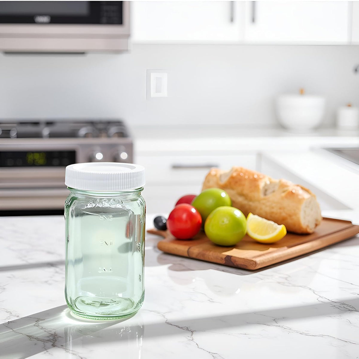 JARMING COLLECTIONS 16oz Glass Mason Jars with BPA-Free Plastic Lids – Regular Mouth Pint Mason Drinking and Storage Jars for Kitchen, Pantry, Canning, and Food Storage