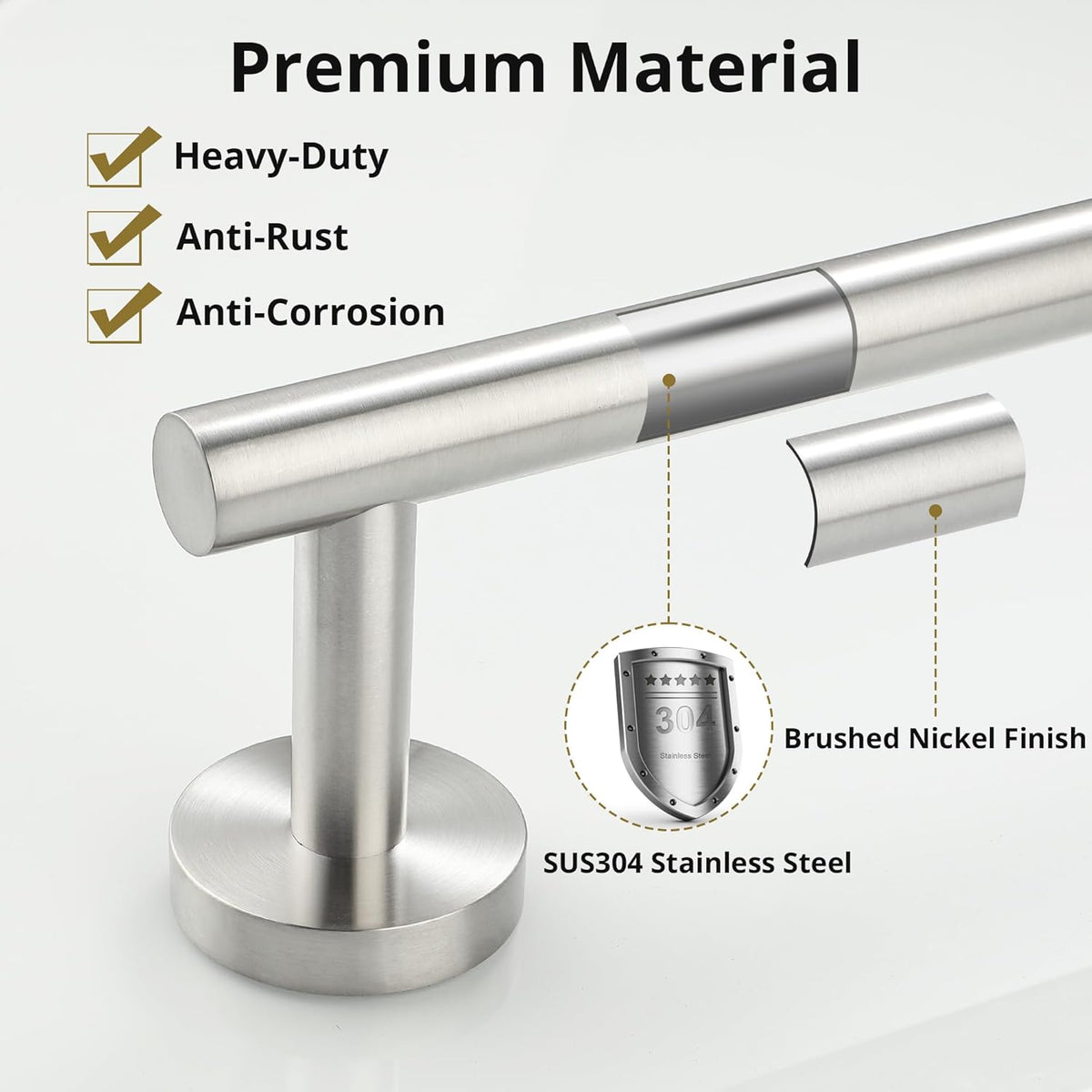 SAYAYO Towel Racks for Bathroom Brushed Nickel, 24 Inch Towel Bar Towel Rod Towel Holder Wall Mount SUS304 Stainless Steel (26 Inch Total Length)