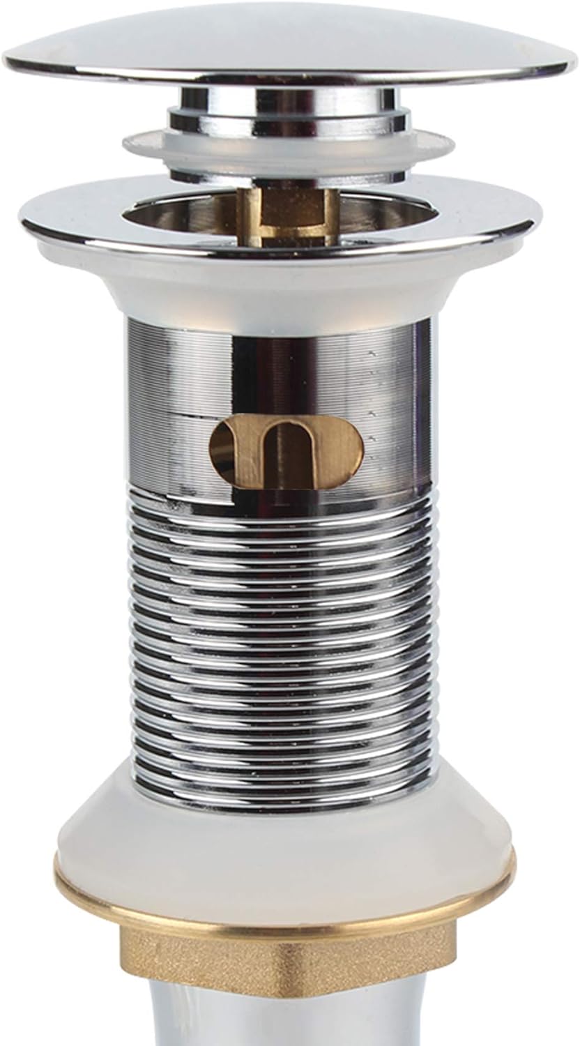 Pop Up Sink Drain with Overflow, Bathroom Faucet Vessel Vanity Sink Drain with Detachable Basket Stopper, Polished Chrome
