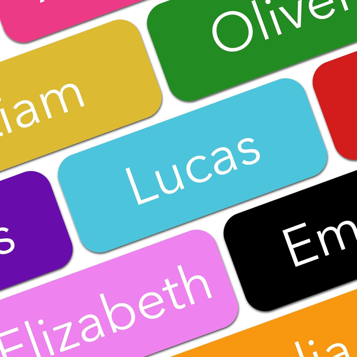 Personalized Name Labels (20 Labels) (2.5" × 1") Large Custom Name Stickers - Waterproof Name Labels for Kids, Toddlers and Parents