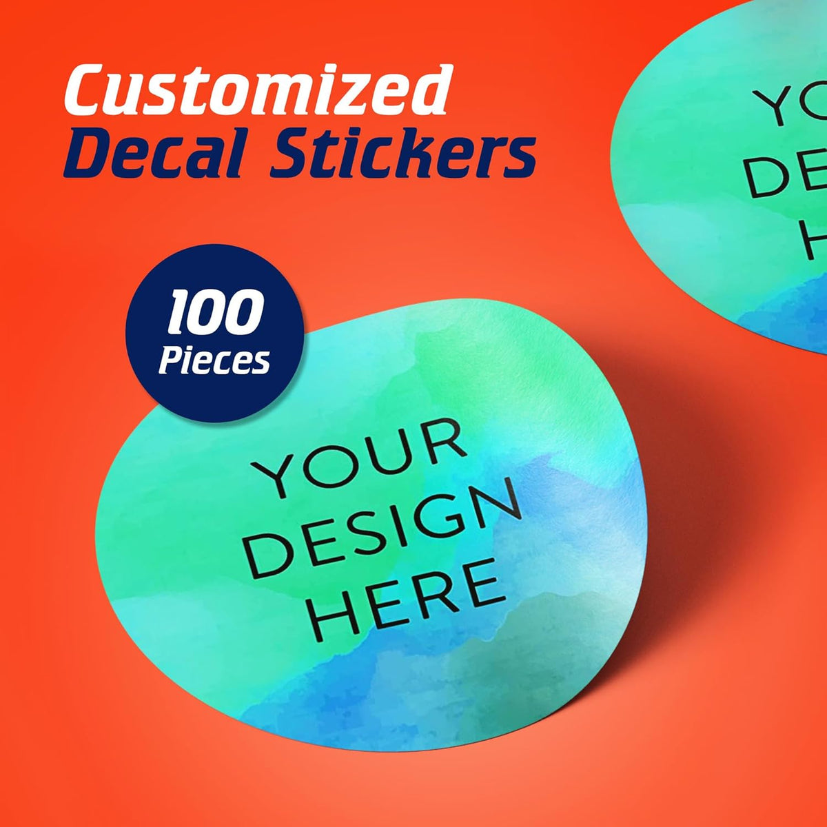 100 Custom Vinyl Stickers - Upload Your own Image, Text, Design, Logo - Personalized Logo Labels for Handmade, Packaging, Bottle, Jars, Candle, Brand Stickers (Blue Green, 1.5x1.5)