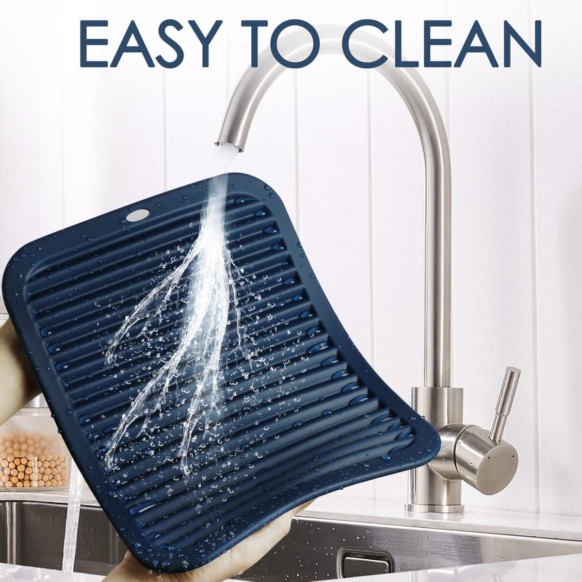 Silicone Mats for Kitchen Counter, 9x12'' Trivets for Hot Pots and Pans, Navy Blue Silicone Trivets for Hot Dishes, Protect Table Quartz Countertops